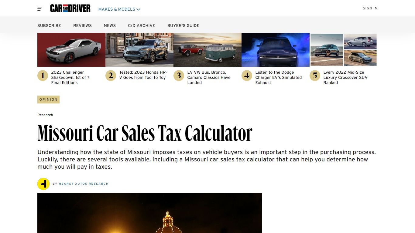 Missouri Car Sales Tax Calculator - Car and Driver